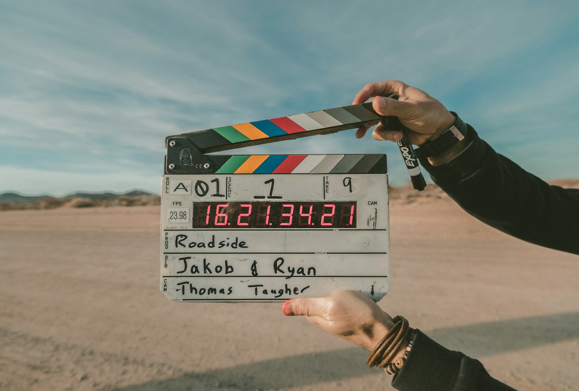 Clapperboard on set